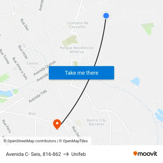 Avenida C- Seis, 816-862 to Unifeb map