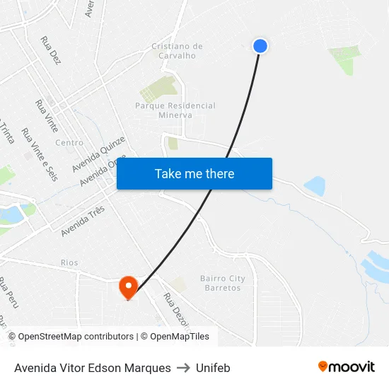 Avenida Vitor Edson Marques to Unifeb map