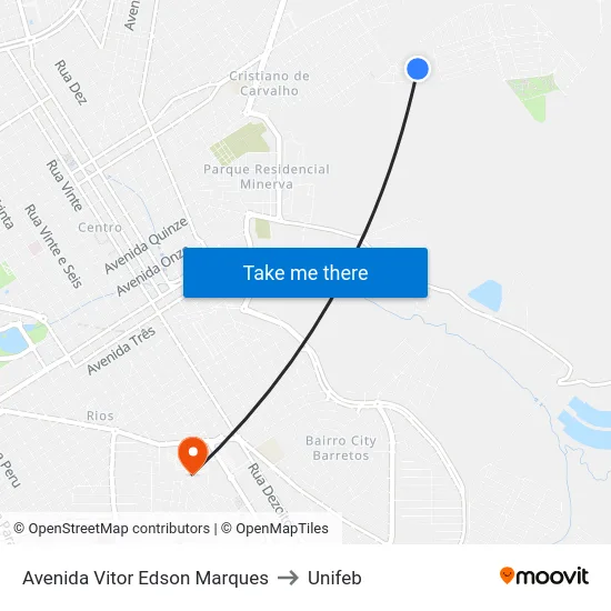 Avenida Vitor Edson Marques to Unifeb map