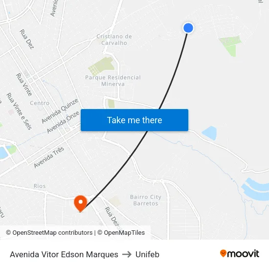 Avenida Vitor Edson Marques to Unifeb map
