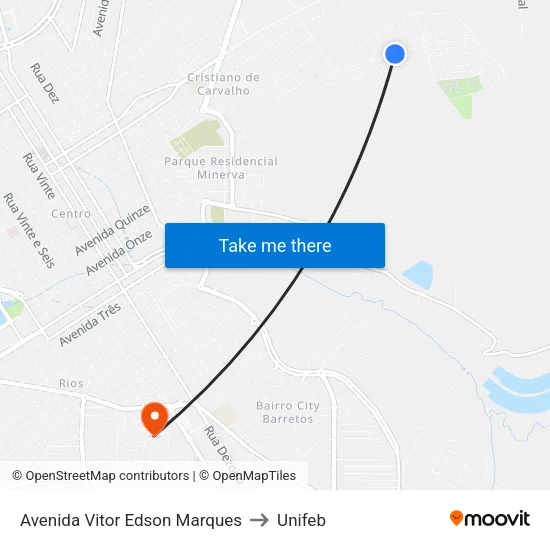 Avenida Vitor Edson Marques to Unifeb map