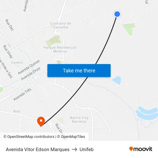 Avenida Vitor Edson Marques to Unifeb map