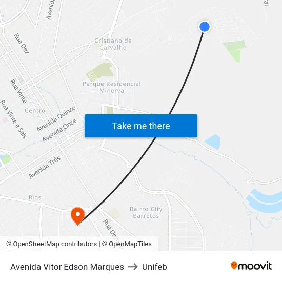 Avenida Vitor Edson Marques to Unifeb map