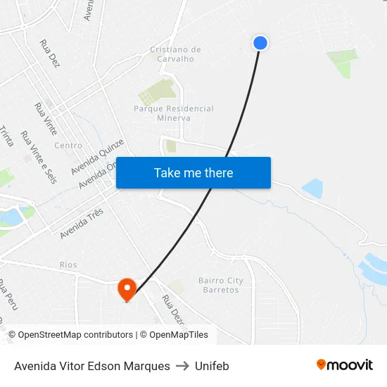 Avenida Vitor Edson Marques to Unifeb map