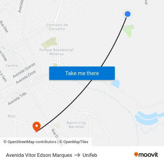 Avenida Vitor Edson Marques to Unifeb map
