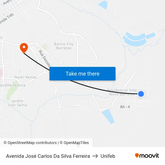 Avenida José Carlos Da Silva Ferreira to Unifeb map