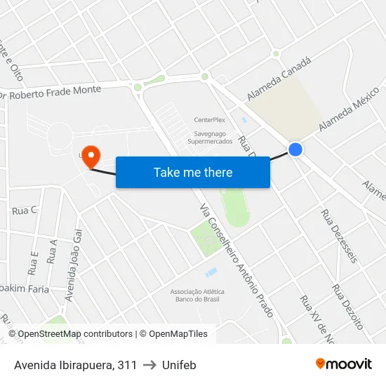 Avenida Ibirapuera, 311 to Unifeb map