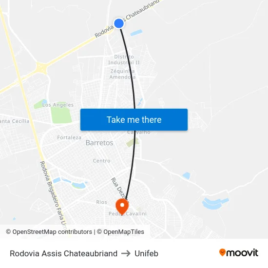 Rodovia Assis Chateaubriand to Unifeb map