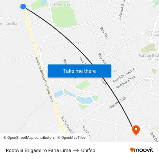 Rodovia Brigadeiro Faria Lima to Unifeb map