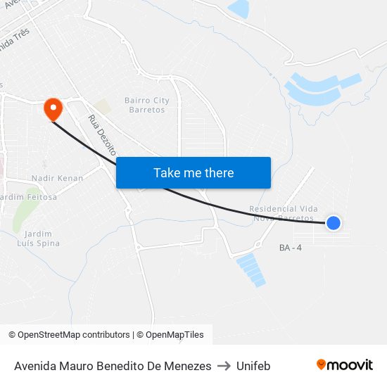 Avenida Mauro Benedito De Menezes to Unifeb map