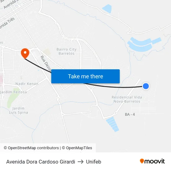 Avenida Dora Cardoso Girardi to Unifeb map