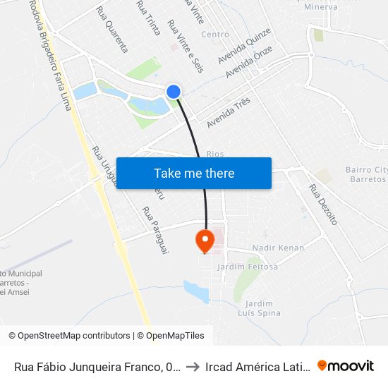Rua Fábio Junqueira Franco, 090 to Ircad América Latina map