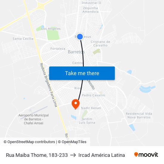 Rua Maiba Thome, 183-233 to Ircad América Latina map