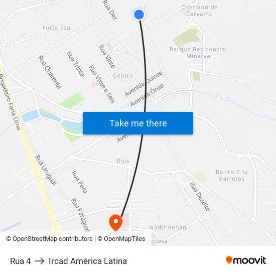 Rua 4 to Ircad América Latina map