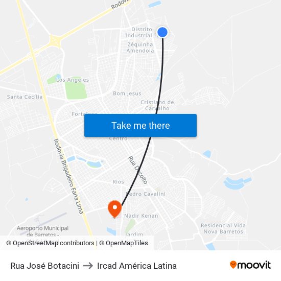 Rua José Botacini to Ircad América Latina map