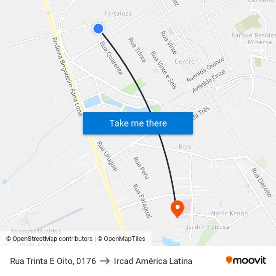 Rua Trinta E Oito, 0176 to Ircad América Latina map