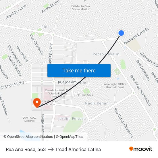 Rua Ana Rosa, 563 to Ircad América Latina map