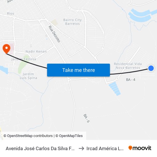 Avenida José Carlos Da Silva Ferreira to Ircad América Latina map