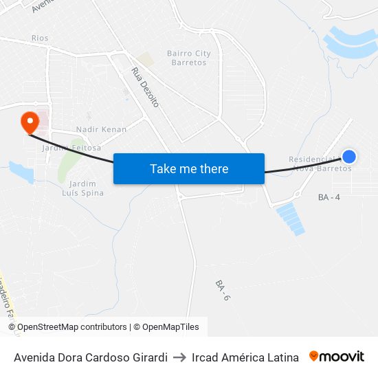 Avenida Dora Cardoso Girardi to Ircad América Latina map