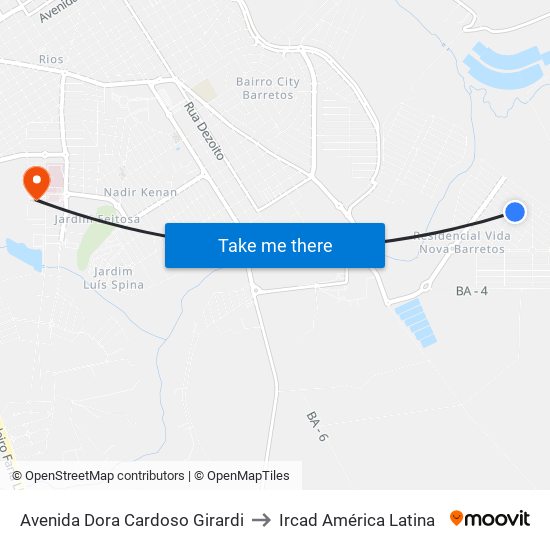 Avenida Dora Cardoso Girardi to Ircad América Latina map