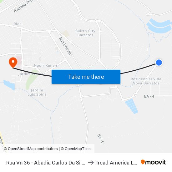 Rua Vn 36 - Abadia Carlos Da Silva, 421 to Ircad América Latina map