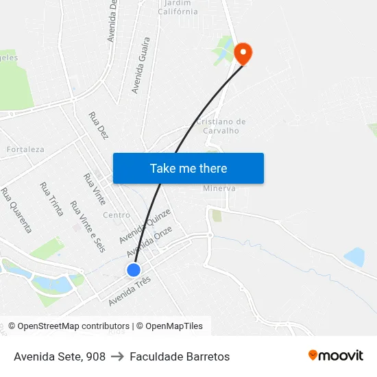 Avenida Sete, 908 to Faculdade Barretos map