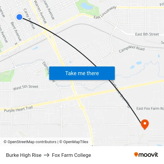 Burke High Rise to Fox Farm College map