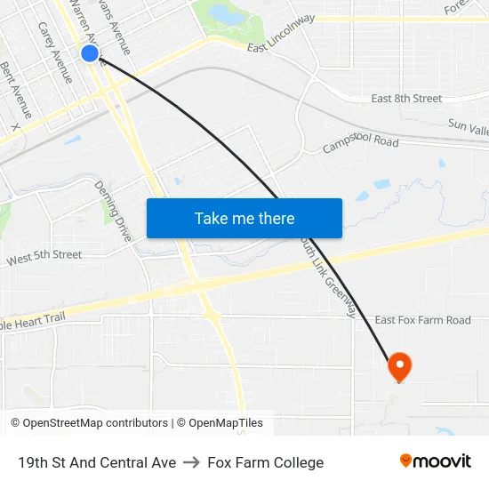 19th St And Central Ave to Fox Farm College map