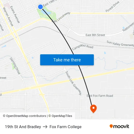 19th St And Bradley to Fox Farm College map