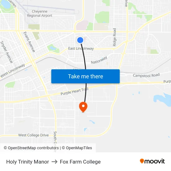 Holy Trinity Manor to Fox Farm College map