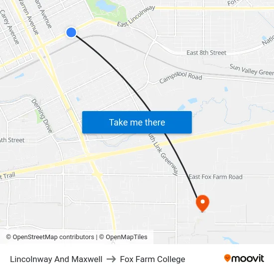 Lincolnway And Maxwell to Fox Farm College map