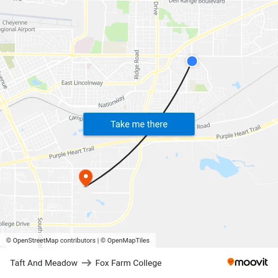 Taft And Meadow to Fox Farm College map