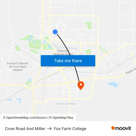 Crow Road And Miller to Fox Farm College map