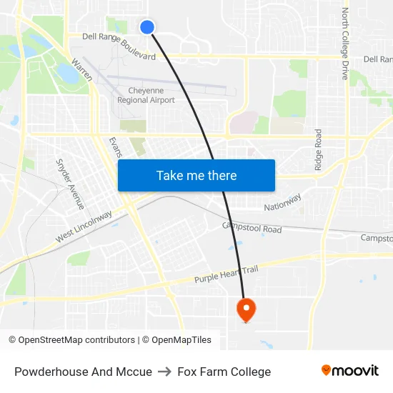 Powderhouse And Mccue to Fox Farm College map