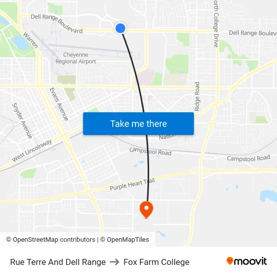 Rue Terre And Dell Range to Fox Farm College map