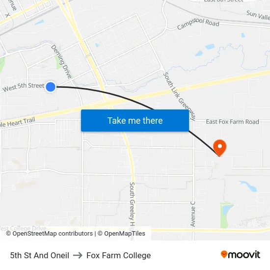 5th St And Oneil to Fox Farm College map