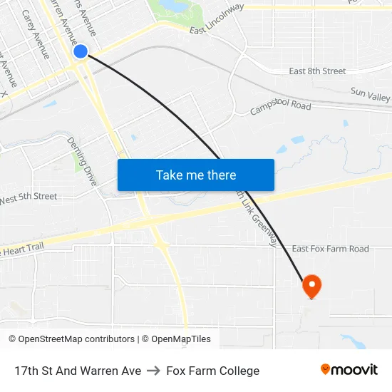 17th St And Warren Ave to Fox Farm College map