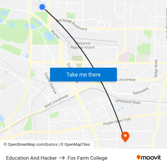 Education And Hacker to Fox Farm College map
