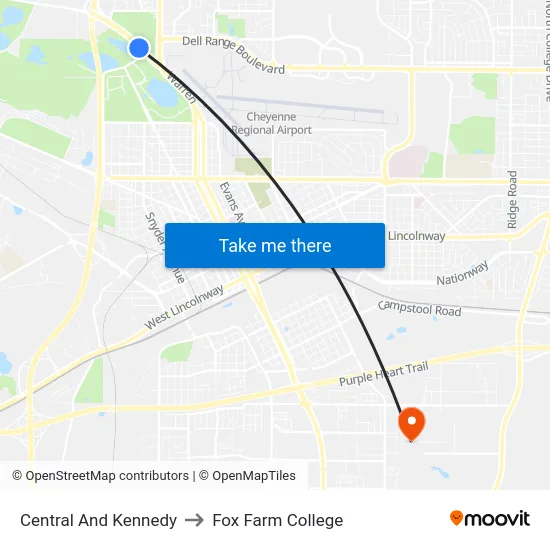 Central And Kennedy to Fox Farm College map
