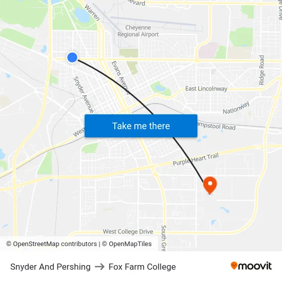 Snyder And Pershing to Fox Farm College map