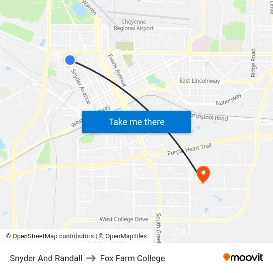 Snyder And Randall to Fox Farm College map