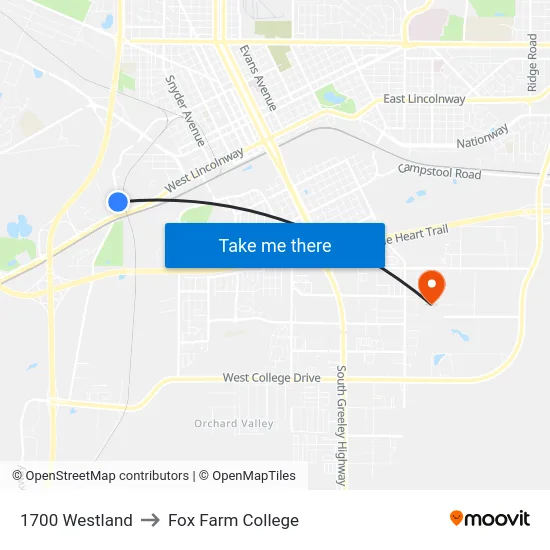 1700 Westland to Fox Farm College map