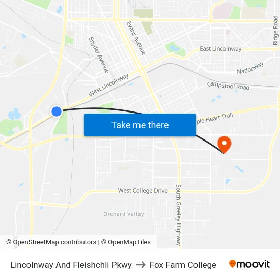 Lincolnway And Fleishchli Pkwy to Fox Farm College map