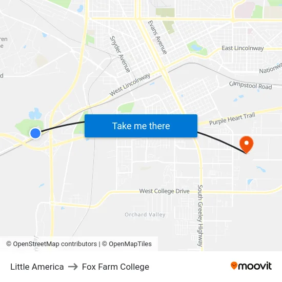 Little America to Fox Farm College map