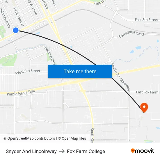 Snyder And Lincolnway to Fox Farm College map