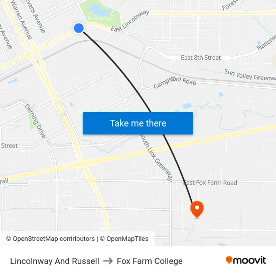 Lincolnway And Russell to Fox Farm College map
