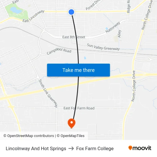 Lincolnway And Hot Springs to Fox Farm College map