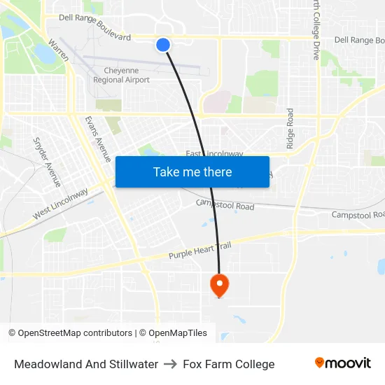 Meadowland And Stillwater to Fox Farm College map