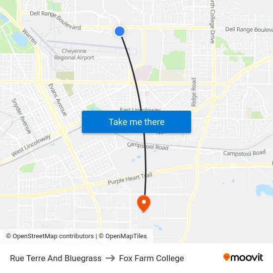 Rue Terre And Bluegrass to Fox Farm College map