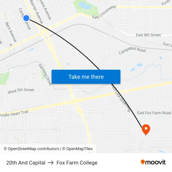 20th And Capital to Fox Farm College map